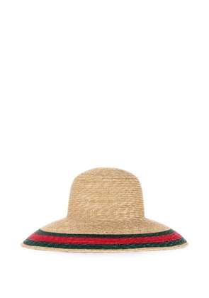 Gucci Web-stripe straw-effect hat - Neutrals
