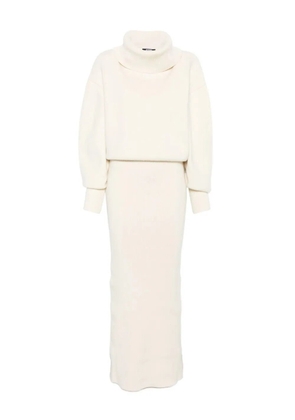 Jacquemus roll-neck ribbed dress - White