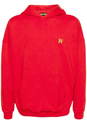 Palm Angels dragon-monogram cotton hoodie - Red