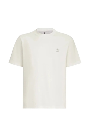 Brunello Cucinelli logo-embroidered T-shirt - Neutrals