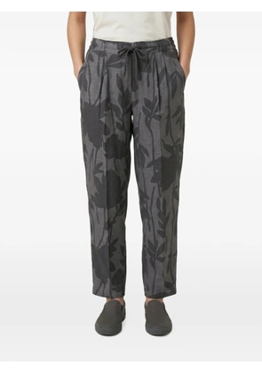 Brunello Cucinelli floral-print linen trousers - Grey