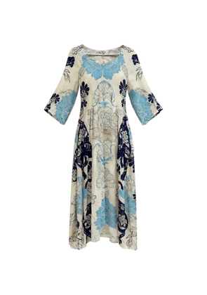 PAHIESA FORMENTERA floral-print belted midi dress - Neutrals