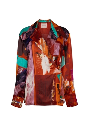 Roksanda Jana abstract-print wrap top - Orange