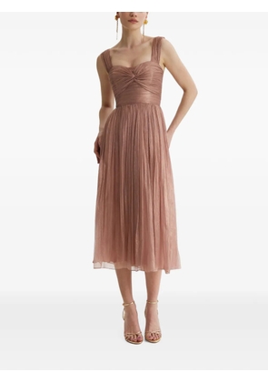 FRAMBOISE Rialto pleated lace-up midi dress - Pink