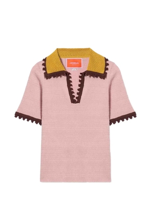 La DoubleJ zigzag-trim polo shirt - Pink