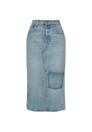 MM6 Maison Margiela patch-pocket rear-slit midi skirt - Blue