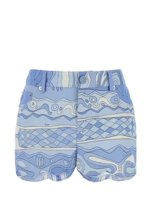 PUCCI printed scalloped-hem cotton shorts - Blue