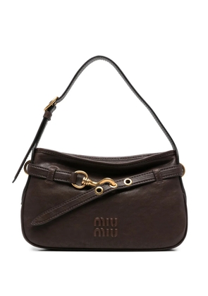 Miu Miu logo-embossed buckle-strap shoulder bag - Brown