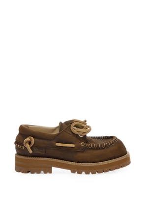 Moschino whipstitch-trim lace-up loafers - Brown