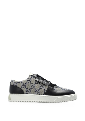 Emporio Armani monogram-print leather sneakers - Neutrals