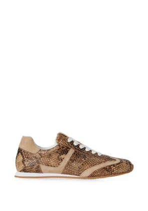 Lauren Ralph Lauren Dani python-embossed leather sneakers - Brown