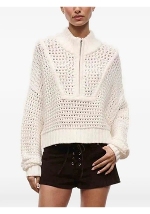 STAUD open-knit quarter-zip sweater - Neutrals
