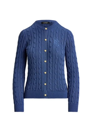 Lauren Ralph Lauren cable-knit logo-embroidered cardigan - Blue