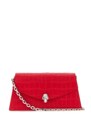 Alexander McQueen Skull crocodile-effect shoulder bag - Red