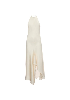 Victoria Beckham halterneck asymmetric-hem midi dress - Neutrals