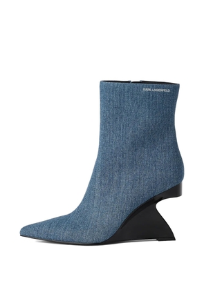 Karl Lagerfeld Jeans sculptural-wedge denim boots - Blue