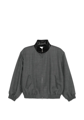 SANDRO leather-collar wool jacket - Grey