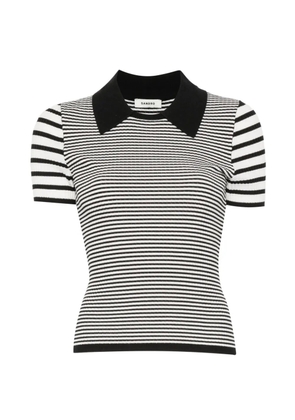 SANDRO striped shirt-collar top - Black