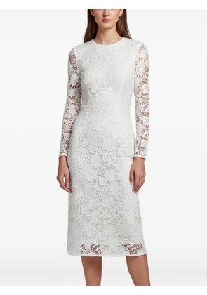 SANDRO lace long-sleeve midi dress - White