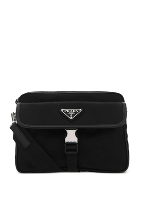 Prada logo-plaque buckle-fastening shoulder bag - Black