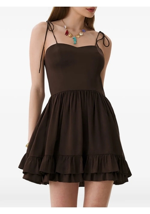 FRAMBOISE silk ruffled mini dress - Brown