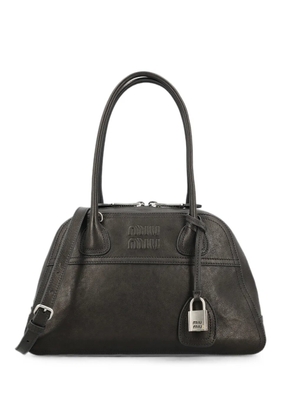 Miu Miu Vivant logo-embossed leather tote bag - Black