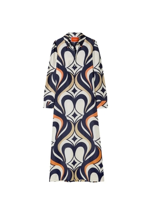 La DoubleJ abstract-print silk maxi dress - Blue