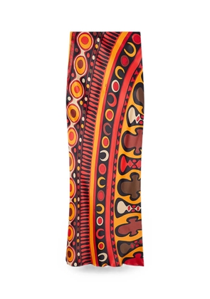 PUCCI Soleil-print orange satin skirt