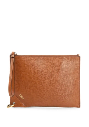 Chloé Chloé Spin leather clutch bag - Brown