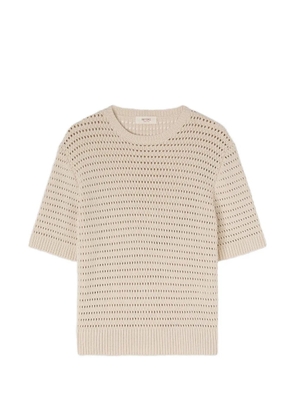 RETORI net-stitch cotton T-shirt - Neutrals