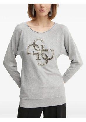 GUESS USA crystal-embellished logo-motif sweater - Grey
