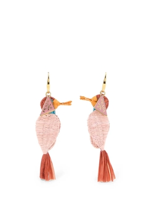 Prada raffia bird-motif earrings - Gold