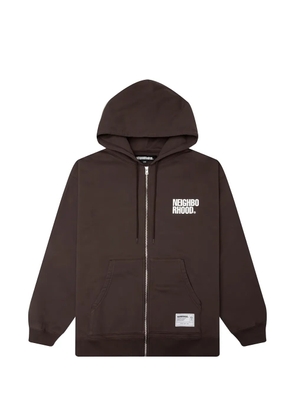 Neighborhood logo-print zip-up hoodie - Brown