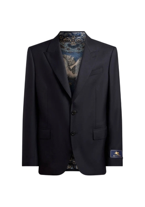 ETRO single-breasted wool-blend flannel jacket - Blue