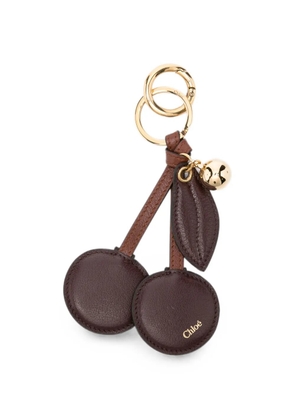 Chloé cherry-motif leather keyring - Brown