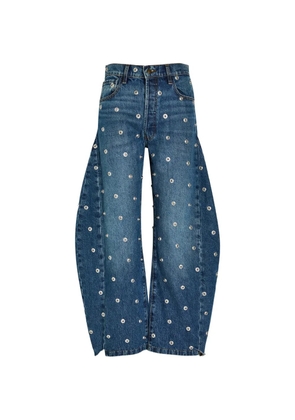 A.W.A.K.E. Mode eyelet-embellished barrel-leg denim jeans - Blue