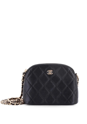 CHANEL Pre-Owned CC Dome Zip Clutch with Chain Quilted Caviar Mini crossbody bag - Black