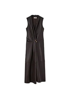 RETORI mangosteen-closure leather maxi dress - Brown