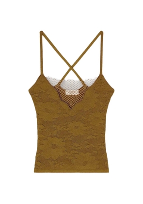 RETORI jacquard-knit net-detail top - Brown