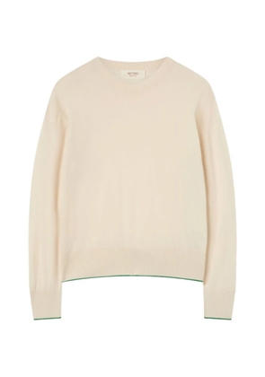 RETORI stripe-trim crew-neck sweater - Neutrals