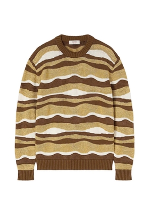 RETORI waves-jacquard knit sweater - Brown