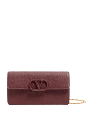 Valentino Garavani VLogo Signature grainy calfskin wallet with chain - Red