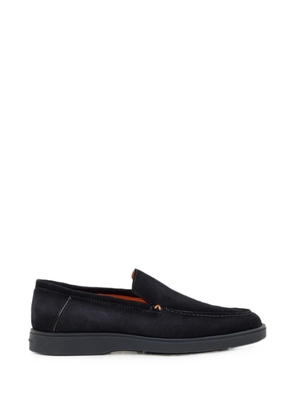 Santoni suede almond-toe loafers - Blue