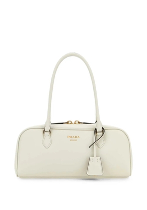 Prada logo-print calf leather shoulder bag - Neutrals