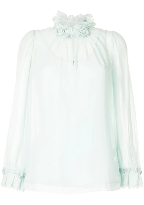SHIATZY CHEN frilled long-sleeve blouse - Blue
