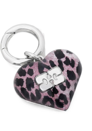 GANNI leopard-print keyring - Silver