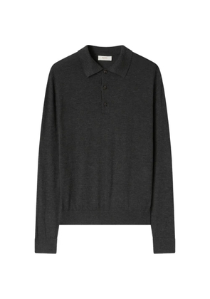 RETORI argyle-detail long-sleeve polo shirt - Grey