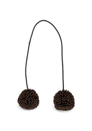 DRAGON DIFFUSION pom-pom leather bag charm - Brown