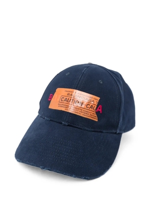 Balenciaga distressed logo-patch baseball cap - Blue