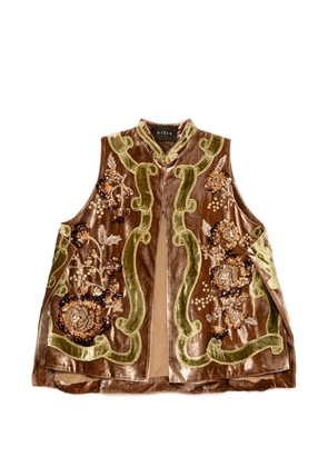 Biyan sequin-embellished velvet waistcoat - Brown